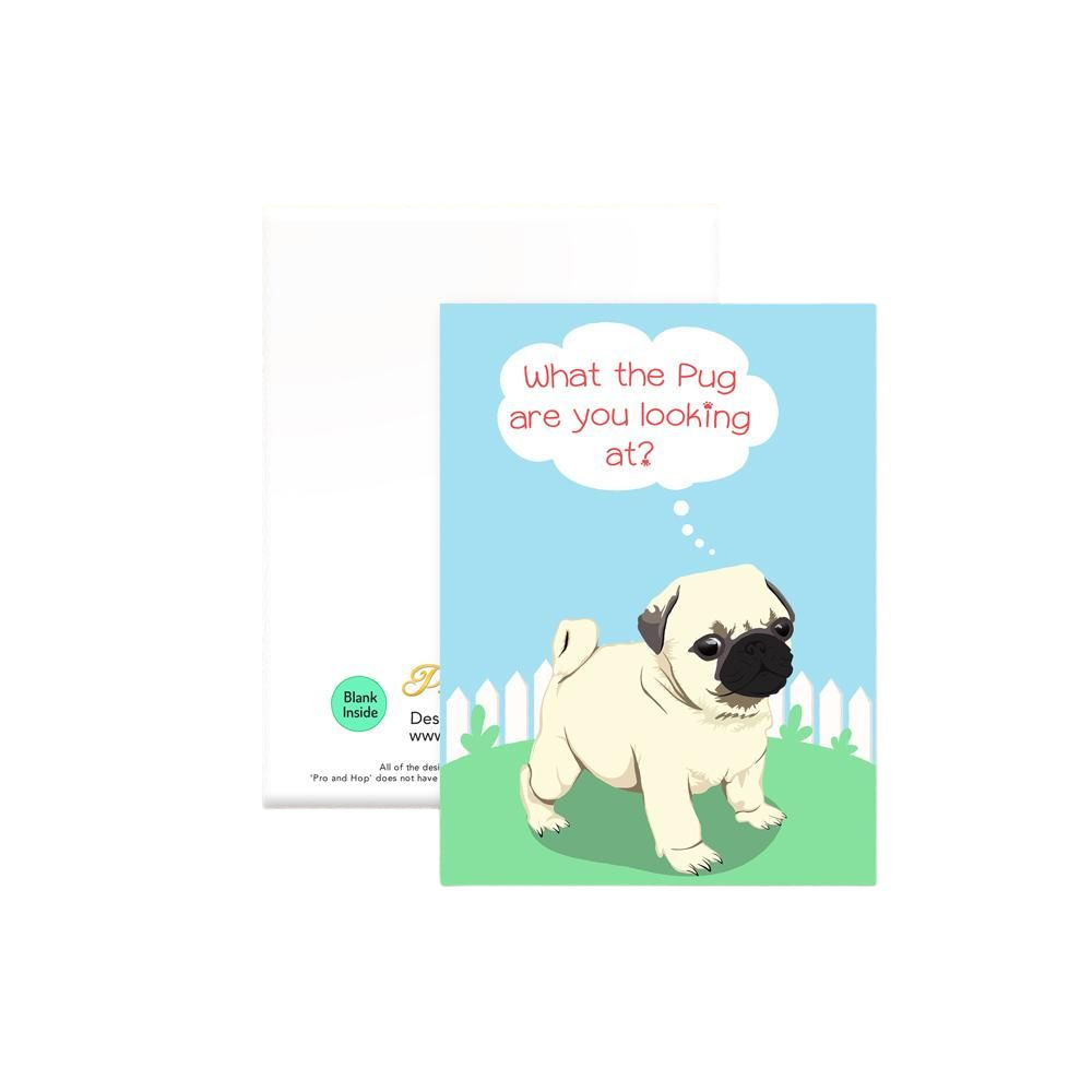 Pro & Hop Pug Pup Greeting Card