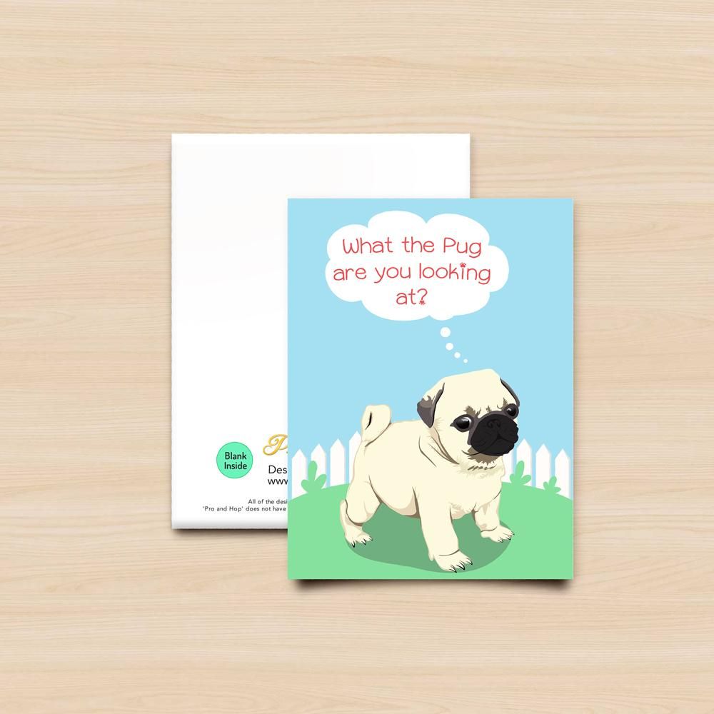 Pro & Hop Pug Pup Greeting Card